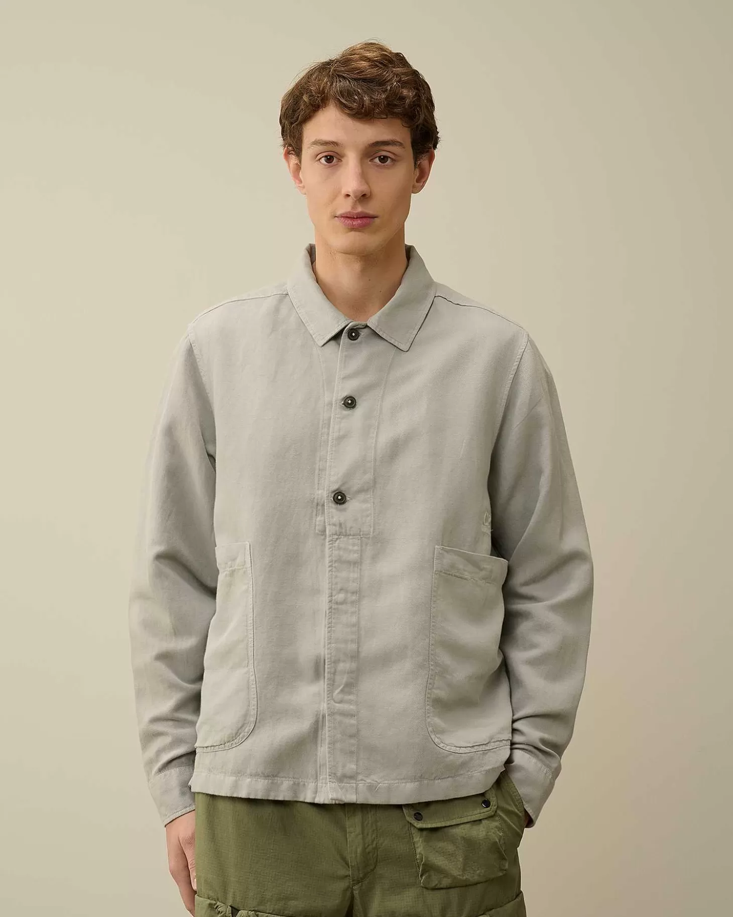 Homme C.P. Company Chemises^Broken Linen/Cotton Pocket Shirt