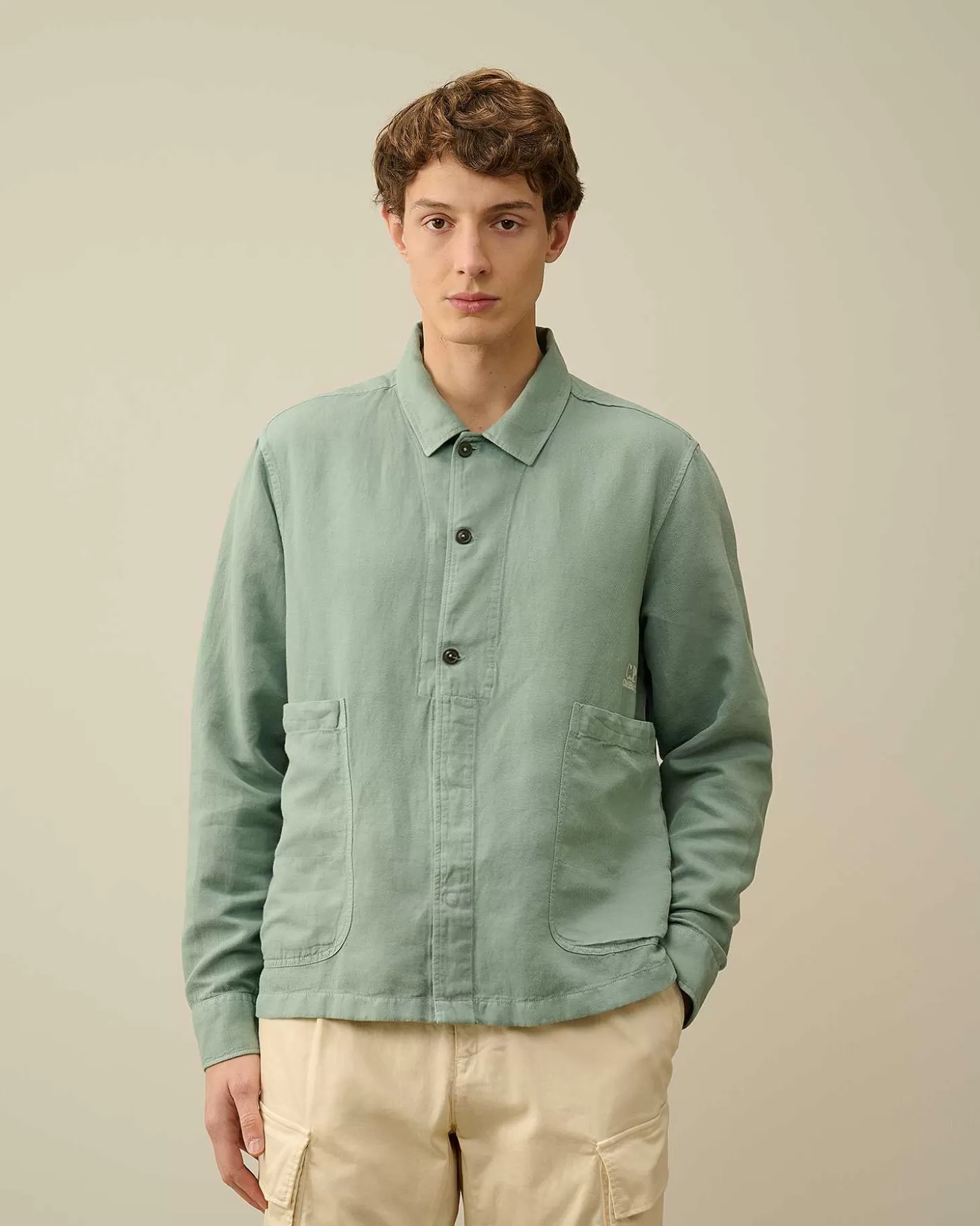 Homme C.P. Company Chemises^Broken Linen/Cotton Pocket Shirt