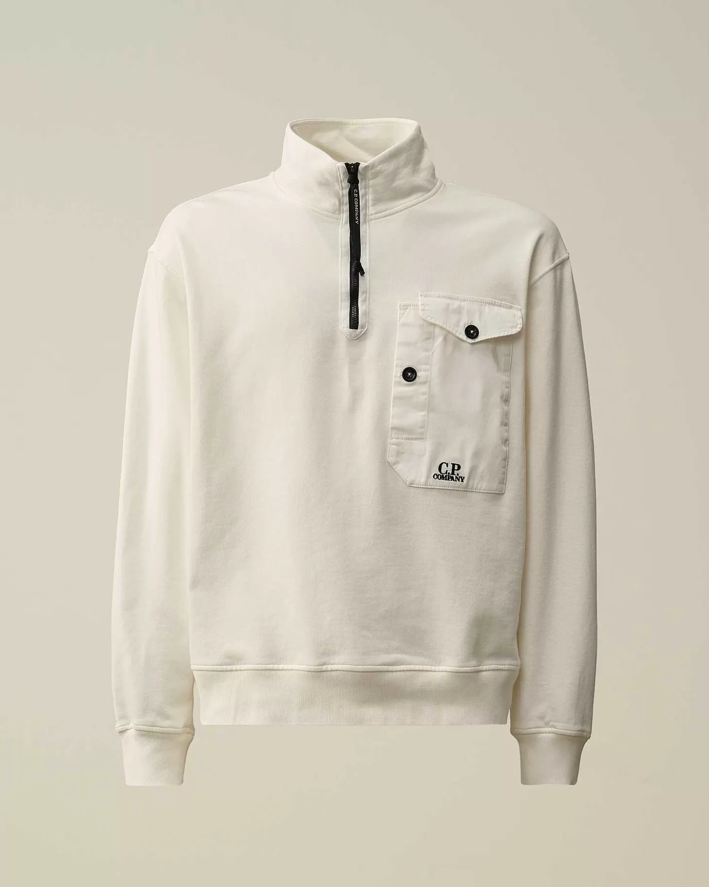 Homme C.P. Company Sweat-Shirts^Cotton Fleece Mixed Zipped Sweatshirt