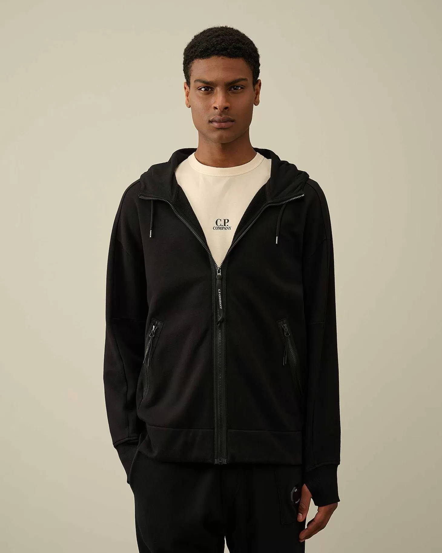 Homme C.P. Company Sweat-Shirts^Diagonal Raised Fleece Goggle Zipped Hoodie