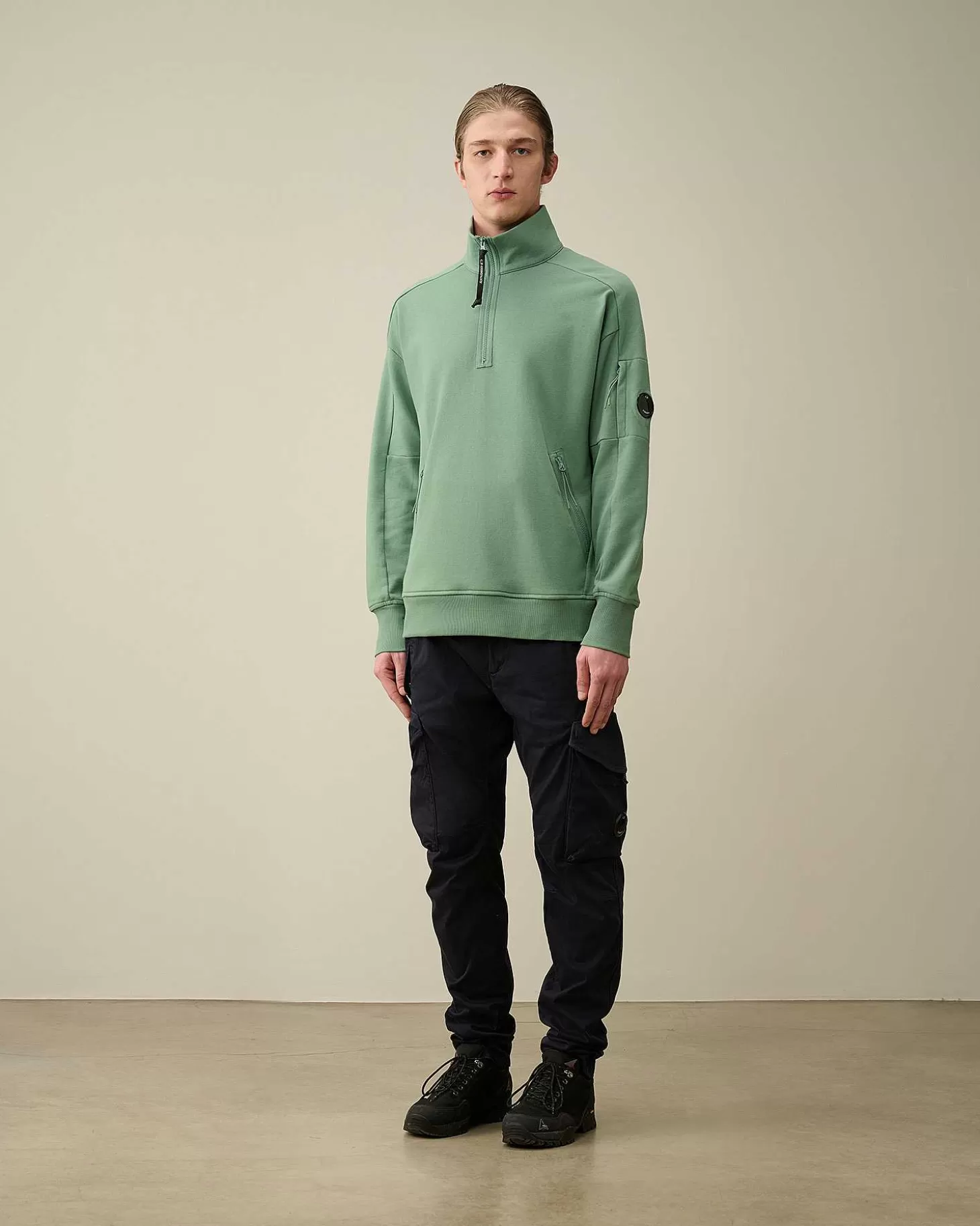 Homme C.P. Company Sweat-Shirts^Diagonal Raised Fleece Zipped Sweatshirt