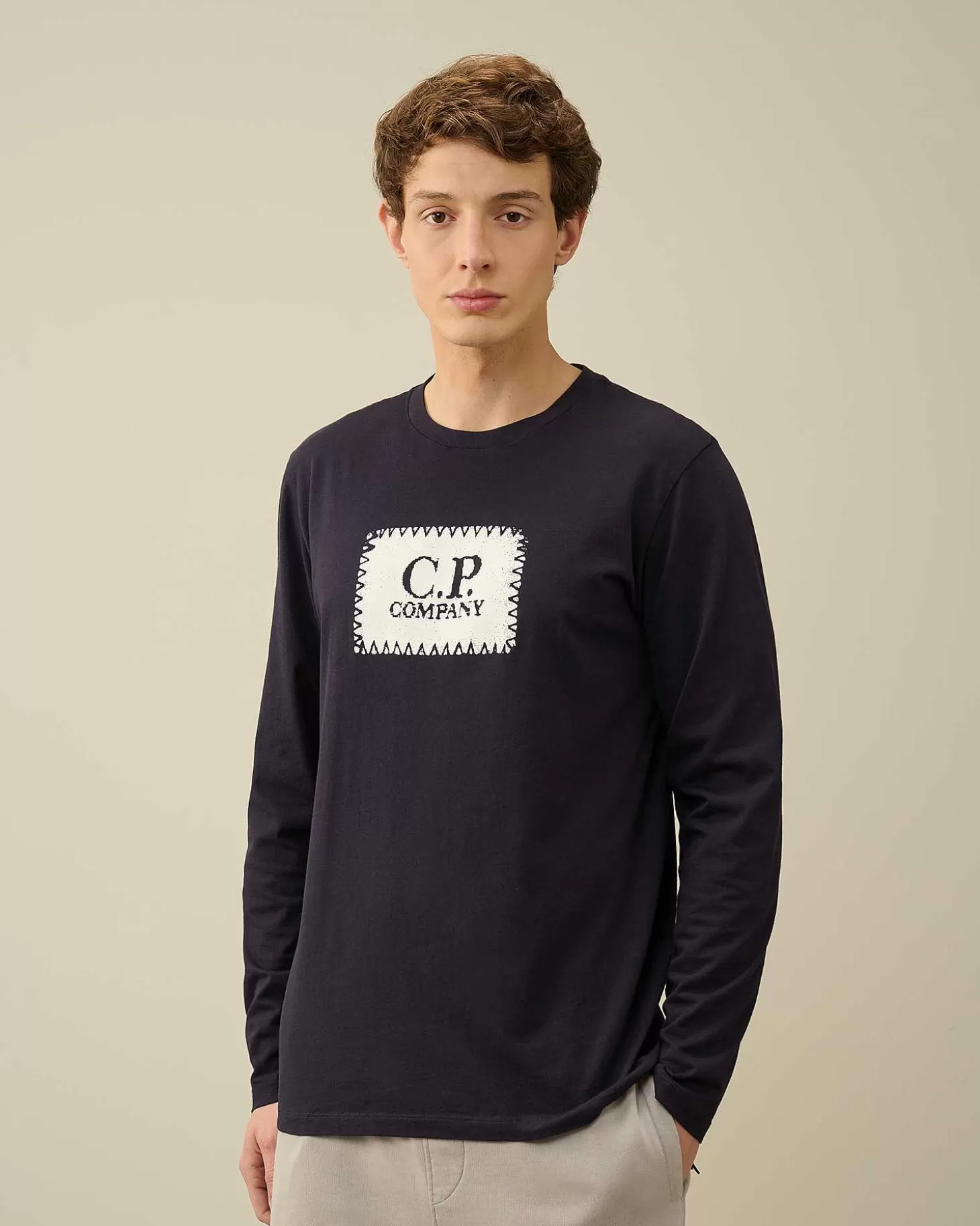 Homme C.P. Company T-Shirts Et Polos^30/1 Jersey Long Sleeved Logo T-Shirt